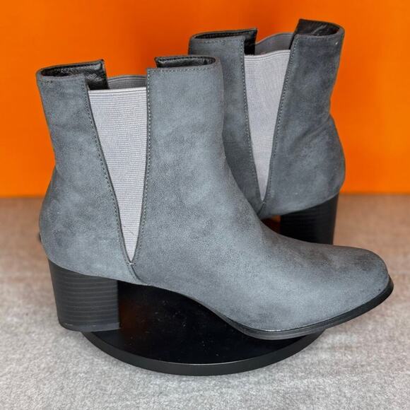 Allegra K Women's Pointed Toe Block Heel Ankle Chelsea Boots Blue Size 8.5 - Picture 1 of 7